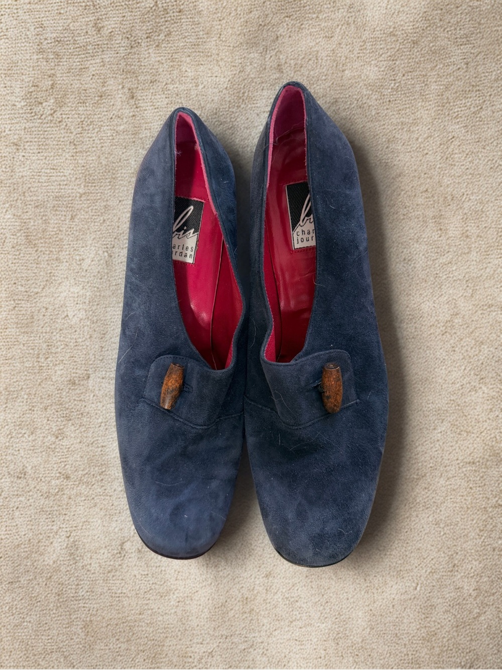 Charles Jourdan Navy Suede Oxford Dress Shoes